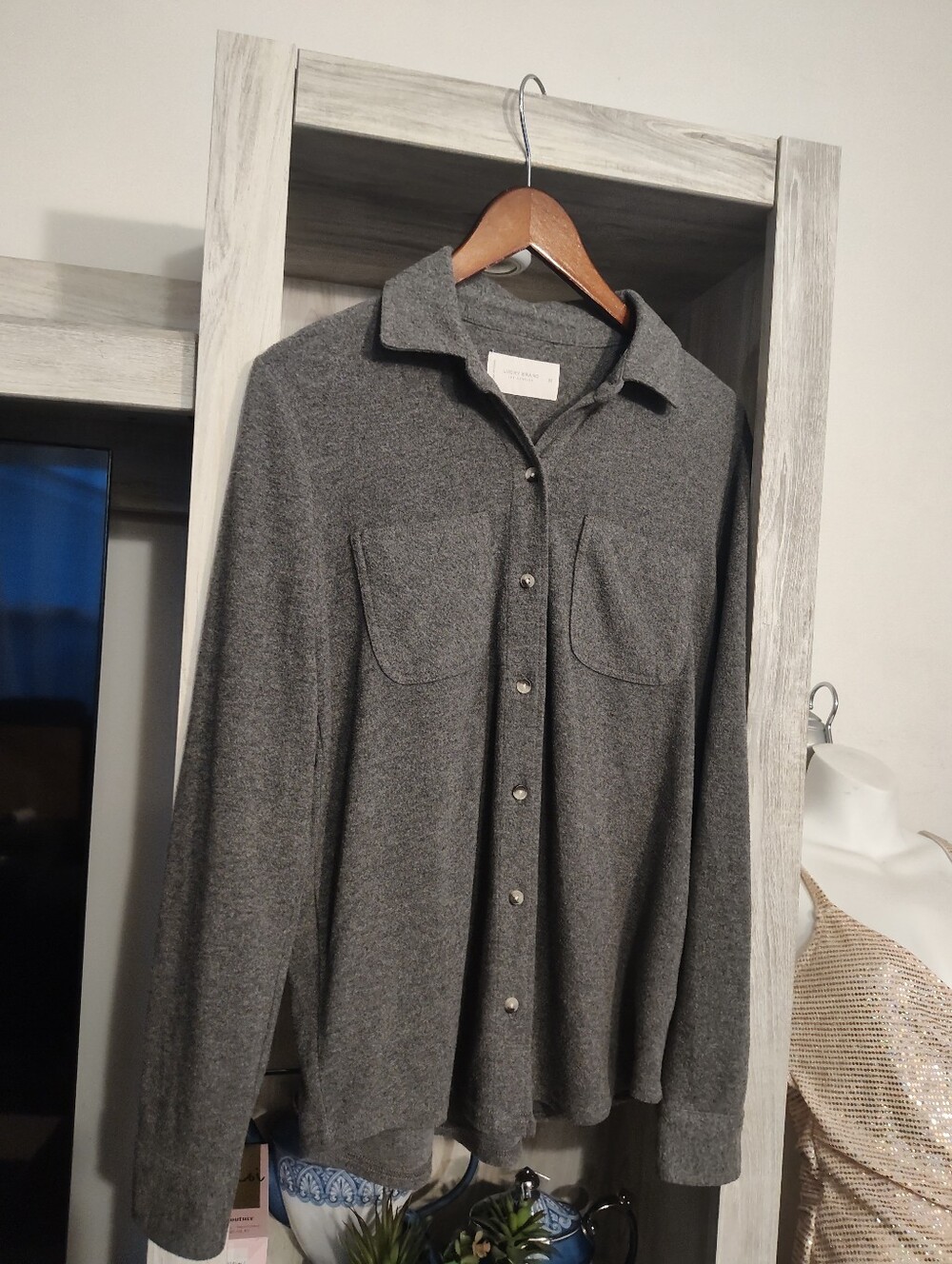 Lucky Brand Charcoal Button-Up Shirt Jacket SZ Xs Unisex